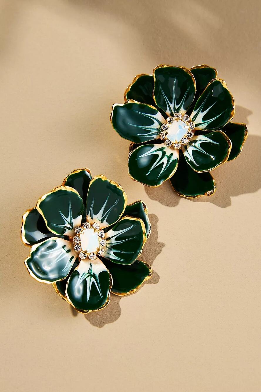 The Pink Reef x Anthropologie Handmade Flower Earrings NEW